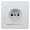 16A Wall-Mount Socket Panel 16A2P+E Single Outlet French Standard  White