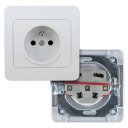 16A Wall-Mount Socket Panel 16A2P+E Single Outlet French Standard  White