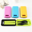 Portable Travel Training Chopsticks, Fork, Spoon 3-in-1 Set With Case Blue