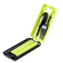 Portable Travel Training Chopsticks, Fork, Spoon 3-in-1 Set With Case Blue