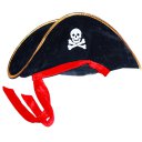 Halloween Prop Costume Pirate Captain Hat with Red Ribbon