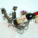 Creative Home Decoration Vintage Carriage Pattern Stainless Steel Wine Rack Silver