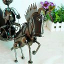 Creative Home Decoration Vintage Carriage Pattern Stainless Steel Wine Rack Silver