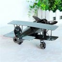 Creative Home Decoration Iron Model Knick-knacks Vintage Tin Airplane Model Gray