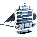 Creative Home Decoration Iron Model Knick-knacks Vintage Sailboat Model Black