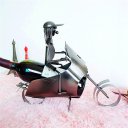 Creative Home Decoration Motorcycle Pattern Stainless Steel Wine Rack Silver