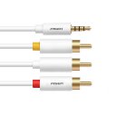 3.5mm to 3RCA Audio Stereo Switch Cable 1500mm White 1 to 3