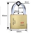 63mm Wide Iron Padlock Security Lock