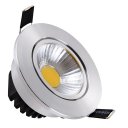 LED Light COB Ceiling Light Downlight High-gloss Silver Warm Light 3W