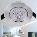 LED Light Ceiling Light Downlight High-gloss Silver Warm Light 3W