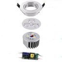 LED Light Ceiling Light Downlight High-gloss Silver Warm Light 3W