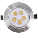 LED Light Ceiling Light Downlight High-gloss Silver Warm Light 5W