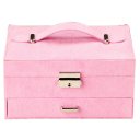 Retro Jewelry Box Casket Box Exquisite Makeup Case Organizer Lint Pink