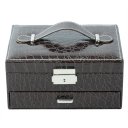 PU Leather Jewelry Box Casket Box Exquisite Makeup Case Organizer Crocodile Stripe Dark Red