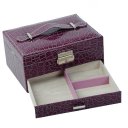 PU Leather Jewelry Box Casket Box Exquisite Makeup Case Organizer Crocodile Stripe Dark Red