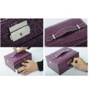 PU Leather Jewelry Box Casket Box Exquisite Makeup Case Organizer Crocodile Stripe Dark Red