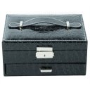 PU Leather Jewelry Box Casket Box Exquisite Makeup Case Organizer Crocodile Stripe Dark Red