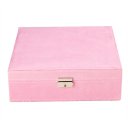 Retro Style Lint Jewelry Box Casket Box Exquisite Makeup Case Organizer Dark Red