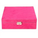 Retro Style Lint Jewelry Box Casket Box Exquisite Makeup Case Organizer Dark Red