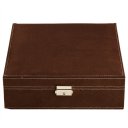 Retro Style Lint Jewelry Box Casket Box Exquisite Makeup Case Organizer Dark Red