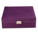 Retro Style Lint Jewelry Box Casket Box Exquisite Makeup Case Organizer Dark Red