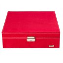 Retro Style Lint Jewelry Box Casket Box Exquisite Makeup Case Organizer Dark Red