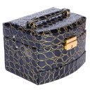 Jewelry Box Casket Box Exquisite Makeup Case Organizer Crocodile Stripe Purple