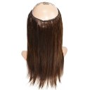 Flip in 100% Human Hair No Shedding Halo Extension Hair Silk Straight 16 inch #4