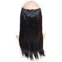 Flip in 100% Human Hair No Shedding Halo Extension Hair Silk Straight 16 inch #1b