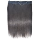 Flip in 100% Human Hair No Shedding Halo Extension Hair Silk Straight 16 inch #1b