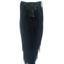 Human Hair Extension Hair Silk Straight Clips Applying 16 inch Color #1