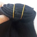 Human Hair Extension Hair Silk Straight Clips Applying 16 inch Color #1