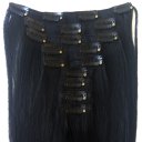 Human Hair Extension Hair Silk Straight Clips Applying 16 inch Color #1