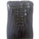 Human Hair Extension Hair Silk Straight Clips Applying 20 inch #1b