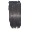 Flip in 100% Human Hair No Shedding Halo Extension Hair Silk Straight 18 inch #1b