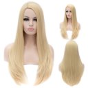 Cosplay Wig Pale Gold Off-Center Long Straight Hair Wig Euramerican Style