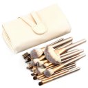 Makeup Cosmetic Brush Set 18 Brushes with Bag Beige