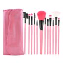 Makeup Cosmetic Brush Set 12 Brushes with Case Wallet Style Pink