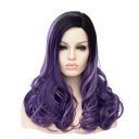 D509 LW-1325 European Style Hair Wig Black Fading to Purple