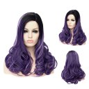 D509 LW-1325 European Style Hair Wig Black Fading to Purple