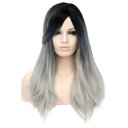 D509 LW-1325 European Style Hair Wig Black Fading to Purple