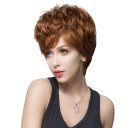 Real Human Hair Wig Side Part Short Curly Hair  Golden Flax