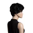 Real Human Hair Wig Short Curly Hair  Black