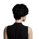 Real Human Hair Wig Short Curly Hair  Black