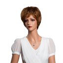 Real Human Hair Wig Side Part Short Hair  Flax Golden