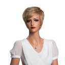 Real Human Hair Wig Side Part Short Hair  Flax Golden