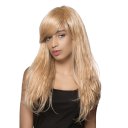 Real Human Hair Wig Side-swept Bangs Long Curly Hair  Black