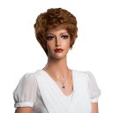 Real Human Hair Wig Short Curly Hair  Red