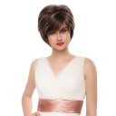 Real Human Hair Wig Short Hair Side Part  Gray White