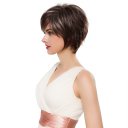 Real Human Hair Wig Short Hair Side Part  Gray White